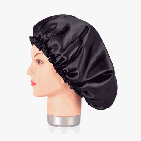 Black Satin Anti-Frizz Sleeping Cap